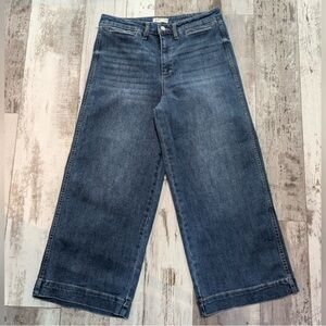 OAT New York Wide Leg high rise Cropped Blue Jeans